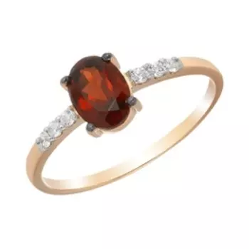 Серебряное кольцо с гранатом и фианитами