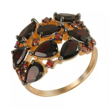 Серебряное кольцо с гранатом и фианитами