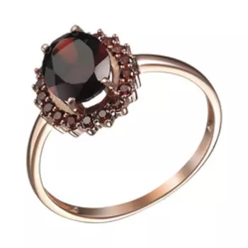 Серебряное кольцо с гранатом и фианитами