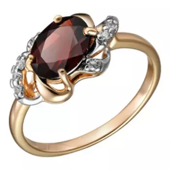 Серебряное кольцо с гранатом и фианитами