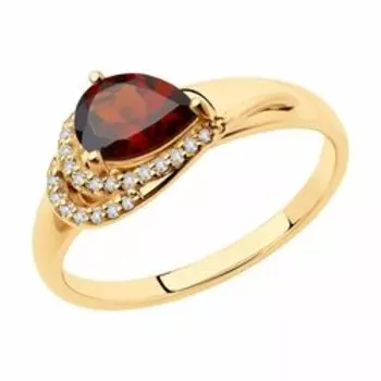 Серебряное кольцо с гранатом и фианитами