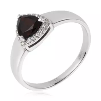 Серебряное кольцо с гранатом и фианитами