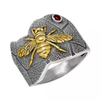 Серебряное кольцо с гранатом "Пчела"