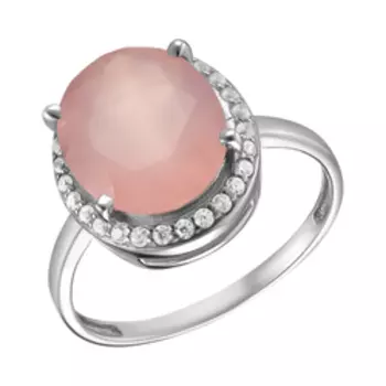 Серебряное кольцо с халцедоном и фианитами