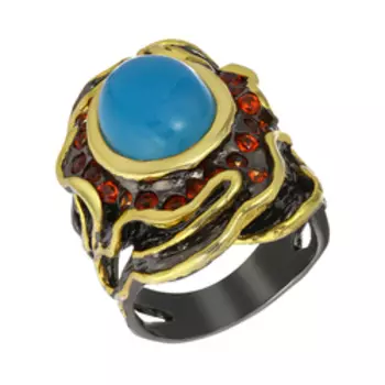 Серебряное кольцо с халцедоном и сапфиром