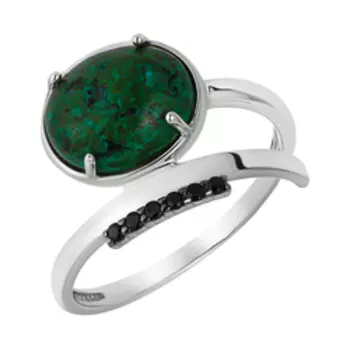 Серебряное кольцо с хризоколлой и шпинелью