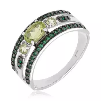 Серебряное кольцо с хризолитами
