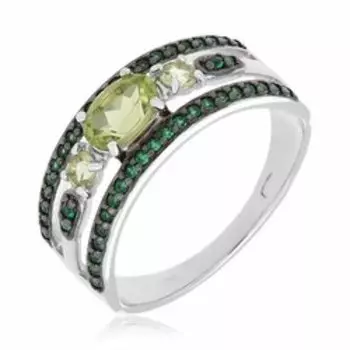 Серебряное кольцо с хризолитами