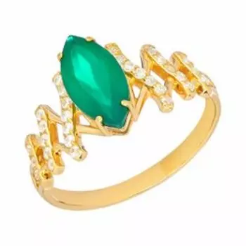 Серебряное кольцо с хризопразом и фианитами