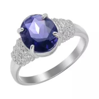 Серебряное кольцо с иолитом и топазами