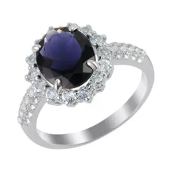 Серебряное кольцо с иолитом и топазами