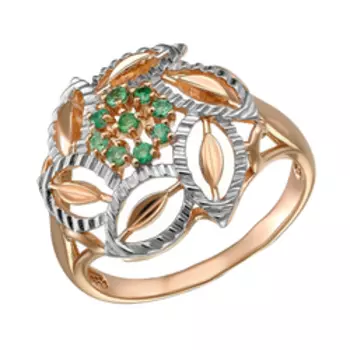 Серебряное кольцо с изумрудами "Цветок"