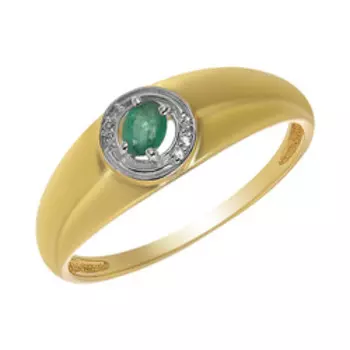 Серебряное кольцо с изумрудом и бриллиантами