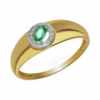Серебряное кольцо с изумрудом и бриллиантами