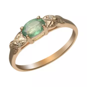 Серебряное кольцо с изумрудом и фианитами