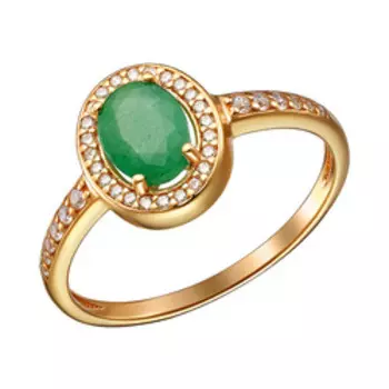 Серебряное кольцо с изумрудом и фианитами