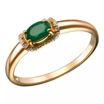 Серебряное кольцо с изумрудом и фианитами