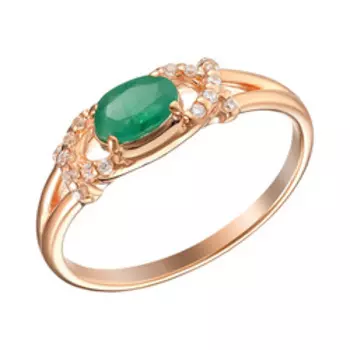 Серебряное кольцо с изумрудом и фианитами