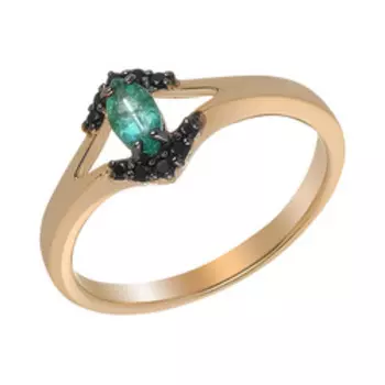 Серебряное кольцо с изумрудом и шпинелью