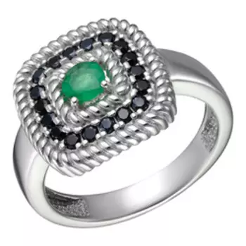 Серебряное кольцо с изумрудом и шпинелью