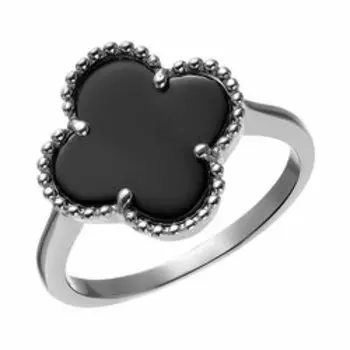 Серебряное кольцо с керамикой "Четырехлистник"