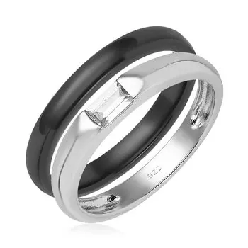 Серебряное кольцо с керамикой "двойное"