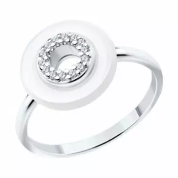 Серебряное кольцо с керамикой и фианитами