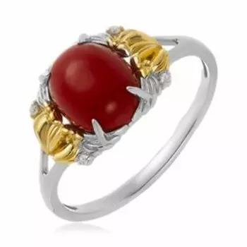 Серебряное кольцо с кораллом
