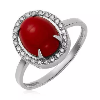 Серебряное кольцо с кораллом