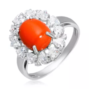 Серебряное кольцо с кораллом
