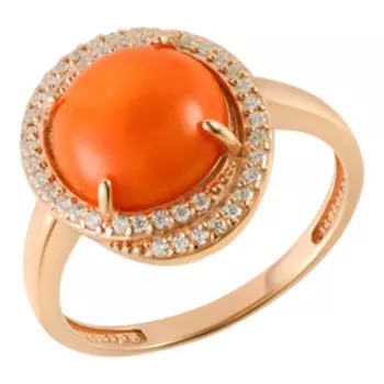 Серебряное кольцо с кораллом и фианитами