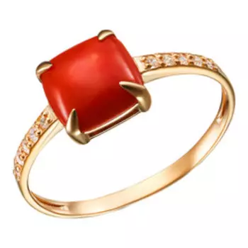 Серебряное кольцо с кораллом и фианитами