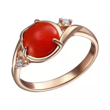 Серебряное кольцо с кораллом и фианитами