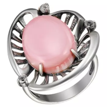 Серебряное кольцо с кораллом и топазами