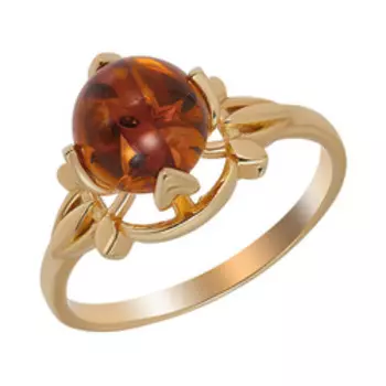 Серебряное кольцо с коричневым янтарем