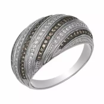 Серебряное кольцо с коричневыми фианитами