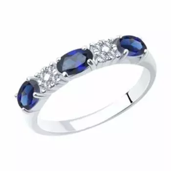 Серебряное кольцо с корундами и фианитами