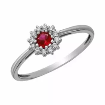 Серебряное кольцо с корундом и фианитами