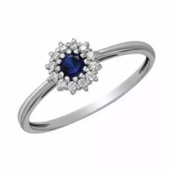 Серебряное кольцо с корундом и фианитами