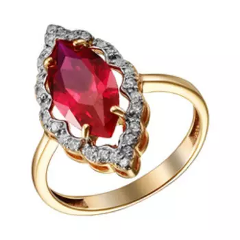 Серебряное кольцо с корундом и фианитами