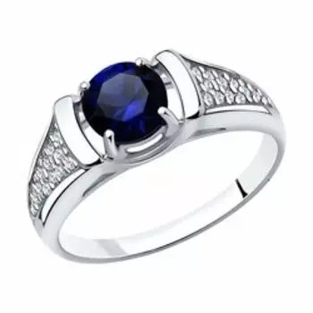 Серебряное кольцо с корундом и фианитами