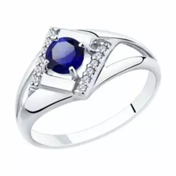 Серебряное кольцо с корундом и фианитами