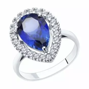 Серебряное кольцо с корундом и фианитами