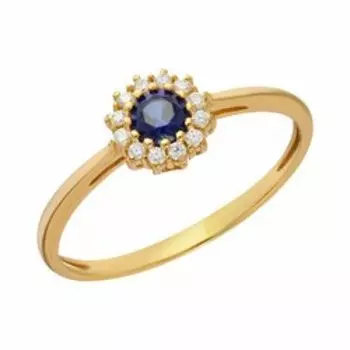 Серебряное кольцо с корундом и фианитами