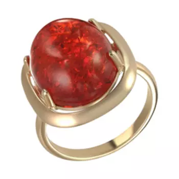 Серебряное кольцо с красным янтарем