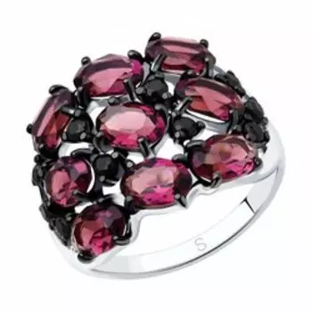 Кольцо из серебра с кристаллами и фианитами