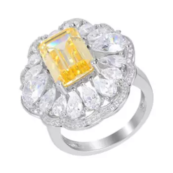 Серебряное кольцо с кубическим цирконием "Цветок"