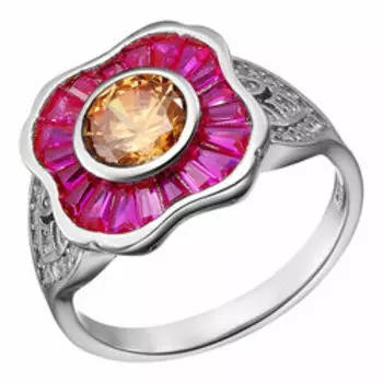 Серебряное кольцо с кубическим цирконием "Цветок"