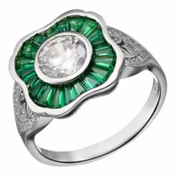 Серебряное кольцо с кубическим цирконием "Цветок"