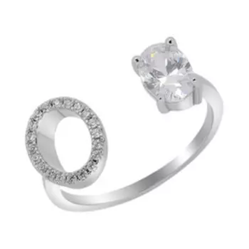 Серебряное кольцо с кубическим цирконием незамкнутое